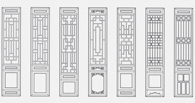 建始常用中式仿古花窗图案隔断设计图